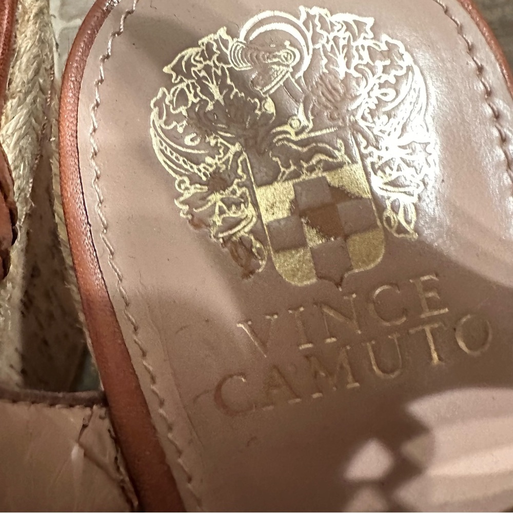 Vince Camuto Brown Leather Casual Heeled Wedge Sandals US 10/EU 40 - Picture 4 of 9